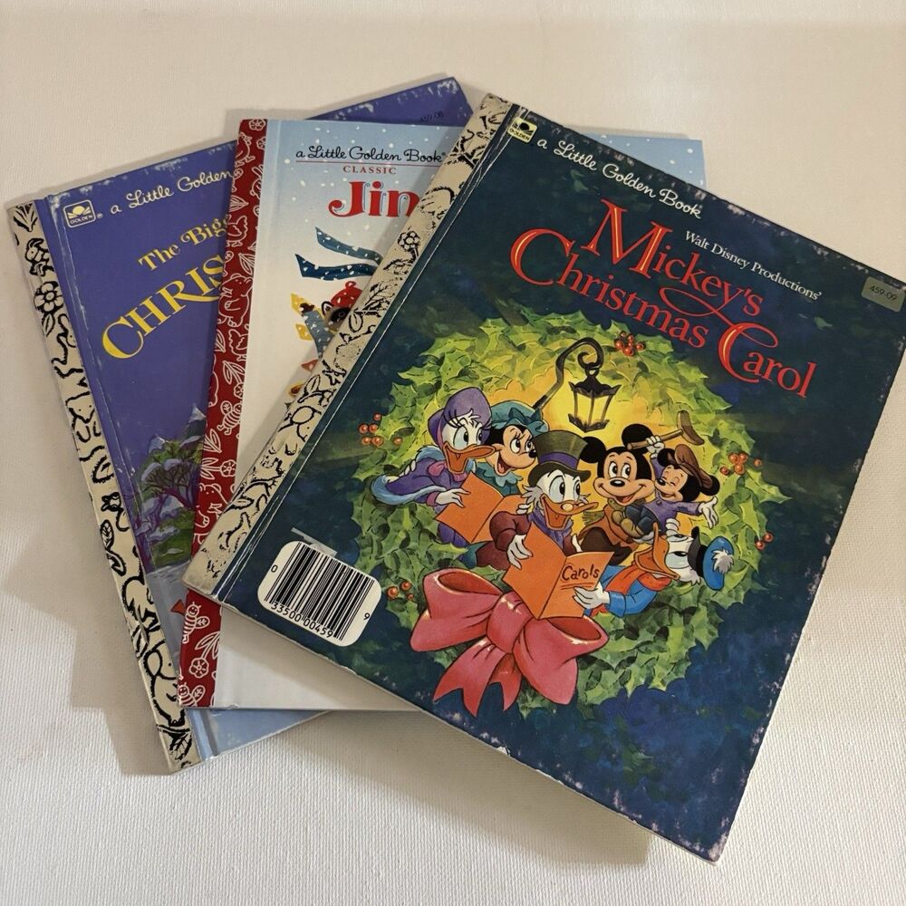 Vintage A Little Golden Book Christmas Carol Mickey Mouse Santa Clause 80s 90s